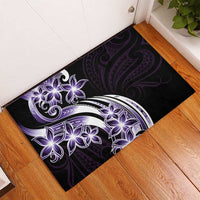 Plumeria Tribal Tattoo Rubber Doormat Purple Polynesian Pattern