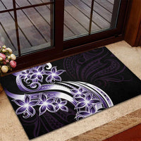 Plumeria Tribal Tattoo Rubber Doormat Purple Polynesian Pattern