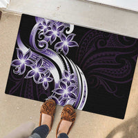 Plumeria Tribal Tattoo Rubber Doormat Purple Polynesian Pattern