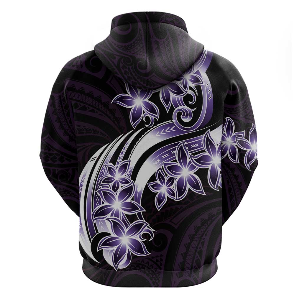 Plumeria Tribal Tattoo Zip Hoodie Purple Polynesian Pattern LT9 - Polynesian Pride