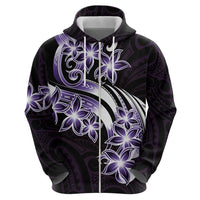 Plumeria Tribal Tattoo Zip Hoodie Purple Polynesian Pattern LT9 - Polynesian Pride