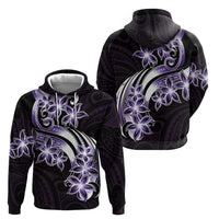Plumeria Tribal Tattoo Zip Hoodie Purple Polynesian Pattern LT9 - Polynesian Pride