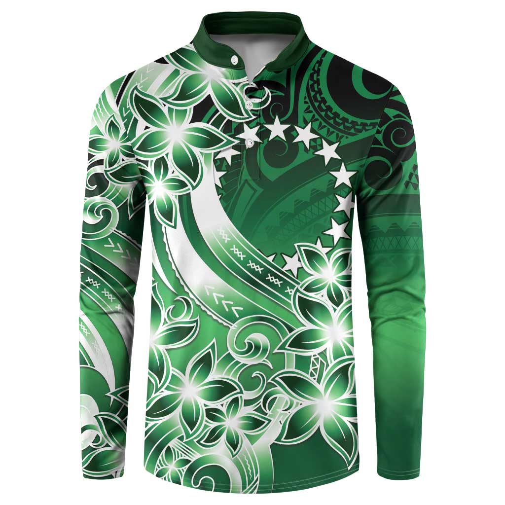 Cook Islands Tattoo Button Sweatshirt Plumeria Polynesian Pattern