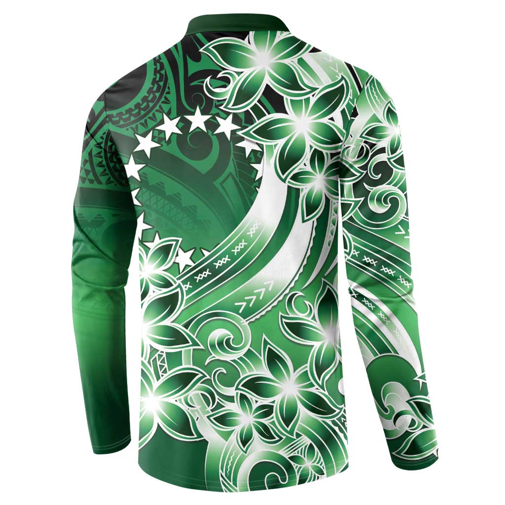 Cook Islands Tattoo Button Sweatshirt Plumeria Polynesian Pattern