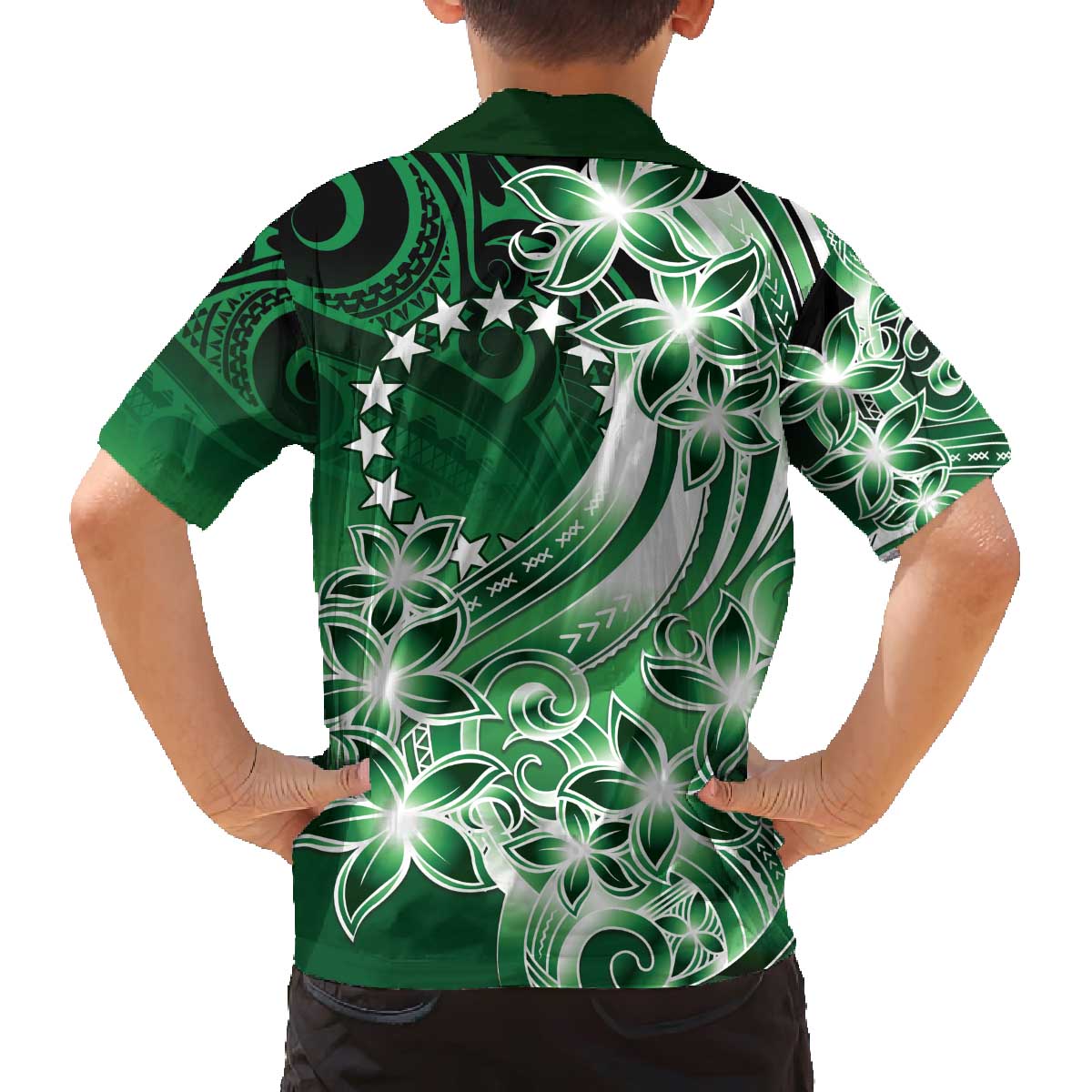 Cook Islands Tattoo Family Matching Off Shoulder Short Dress and Hawaiian Shirt Plumeria Polynesian Pattern