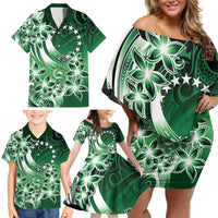 Cook Islands Tattoo Family Matching Off Shoulder Short Dress and Hawaiian Shirt Plumeria Polynesian Pattern