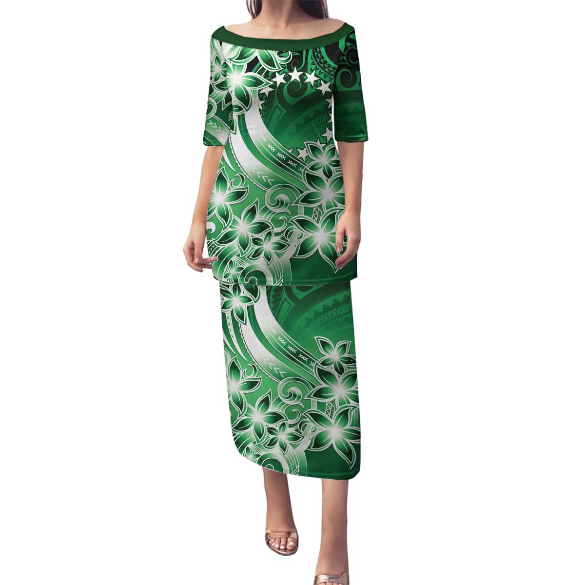 Cook Islands Tattoo Family Matching Puletasi and Hawaiian Shirt Plumeria Polynesian Pattern