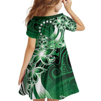 Cook Islands Tattoo Kid Short Sleeve Dress Plumeria Polynesian Pattern