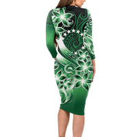 Cook Islands Tattoo Long Sleeve Bodycon Dress Plumeria Polynesian Pattern