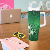 Cook Islands Tattoo Tumbler With Handle Plumeria Polynesian Pattern