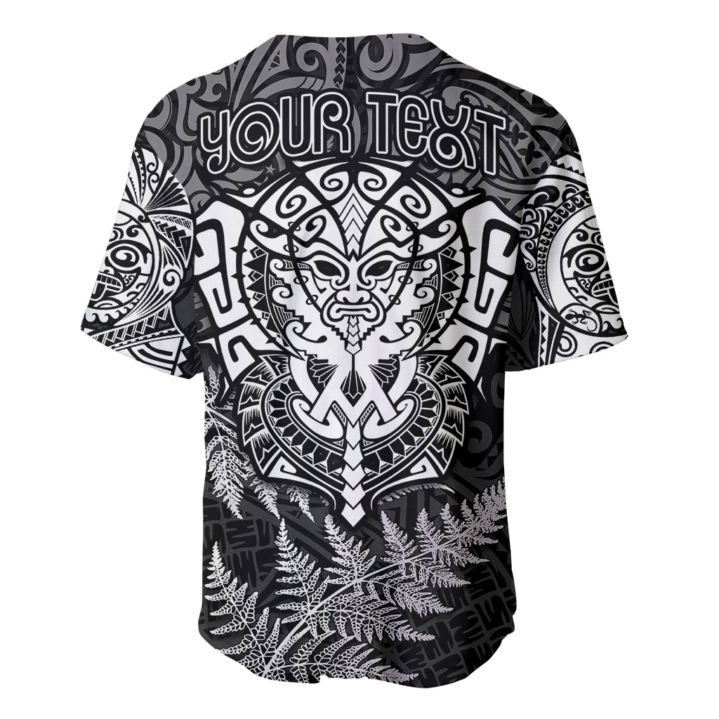 Personalised New Zealand Rugby Baseball Jersey Silver Fern All Black Mix Ta Moko White Style LT9 - Polynesian Pride