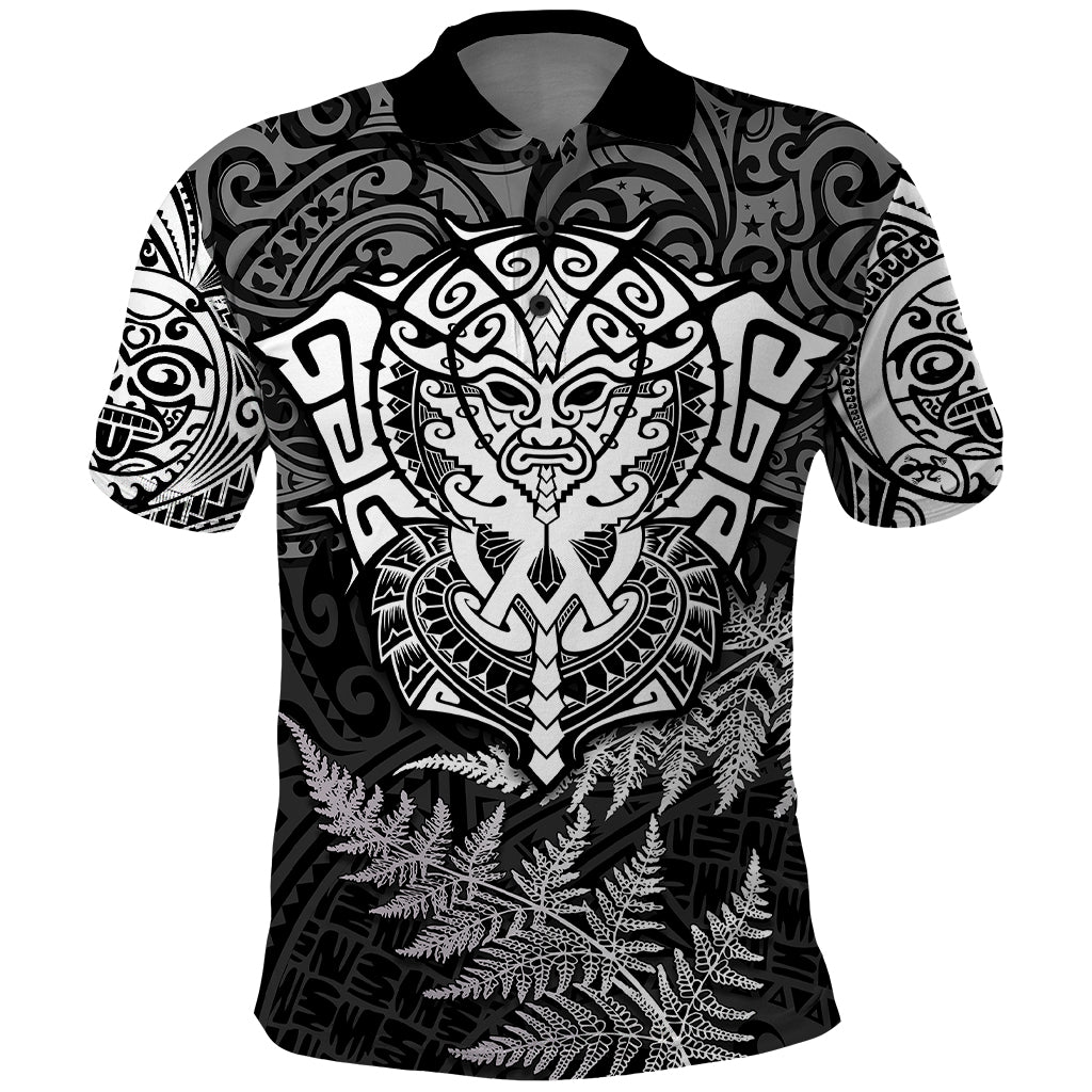 Personalised New Zealand Rugby Polo Shirt Silver Fern All Black Mix Ta Moko White Style LT9 White - Polynesian Pride