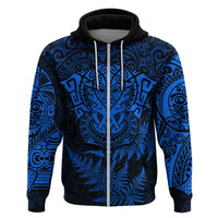 Personalised New Zealand Rugby Hoodie Silver Fern All Black Mix Ta Moko Blue Style LT9 - Polynesian Pride