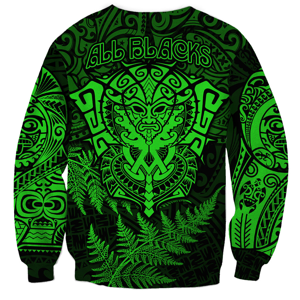 New Zealand Rugby Sweatshirt Silver Fern All Black Mix Ta Moko Green Style LT9 - Polynesian Pride