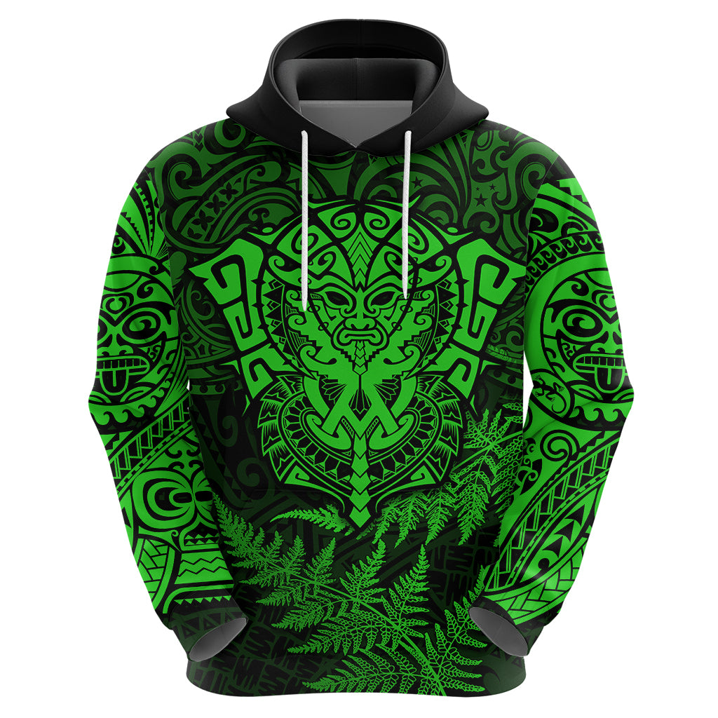 New Zealand Rugby Hoodie Silver Fern All Black Mix Ta Moko Green Style LT9 - Polynesian Pride