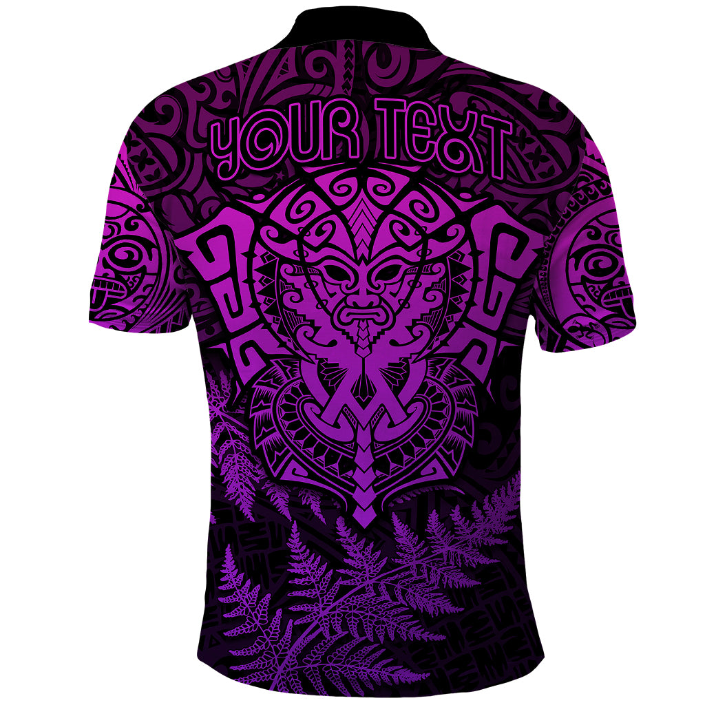 Personalised New Zealand Rugby Polo Shirt Silver Fern All Black Mix Ta Moko Purple Style LT9 - Polynesian Pride