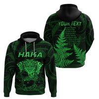 Personalised New Zealand Rugby Hoodie Aotearoa Ka Mate Haka All Black Mix Ta Moko Green Style LT9 - Polynesian Pride