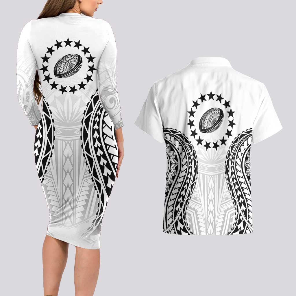 World Rugby Cook Islands Couples Matching Long Sleeve Bodycon Dress and Hawaiian Shirt Kukis Make History - Polynesian Pride