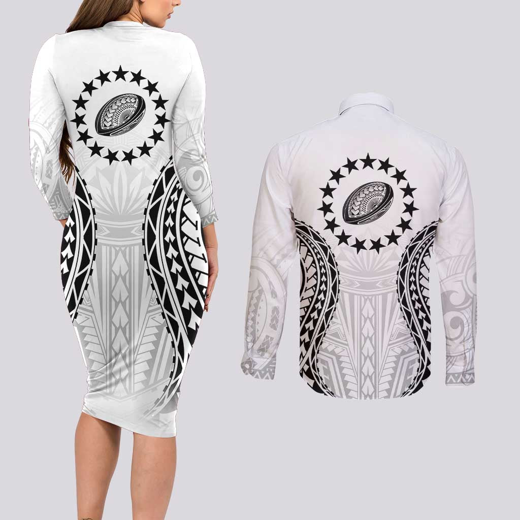 World Rugby Cook Islands Couples Matching Long Sleeve Bodycon Dress and Long Sleeve Button Shirt Kukis Make History - Polynesian Pride