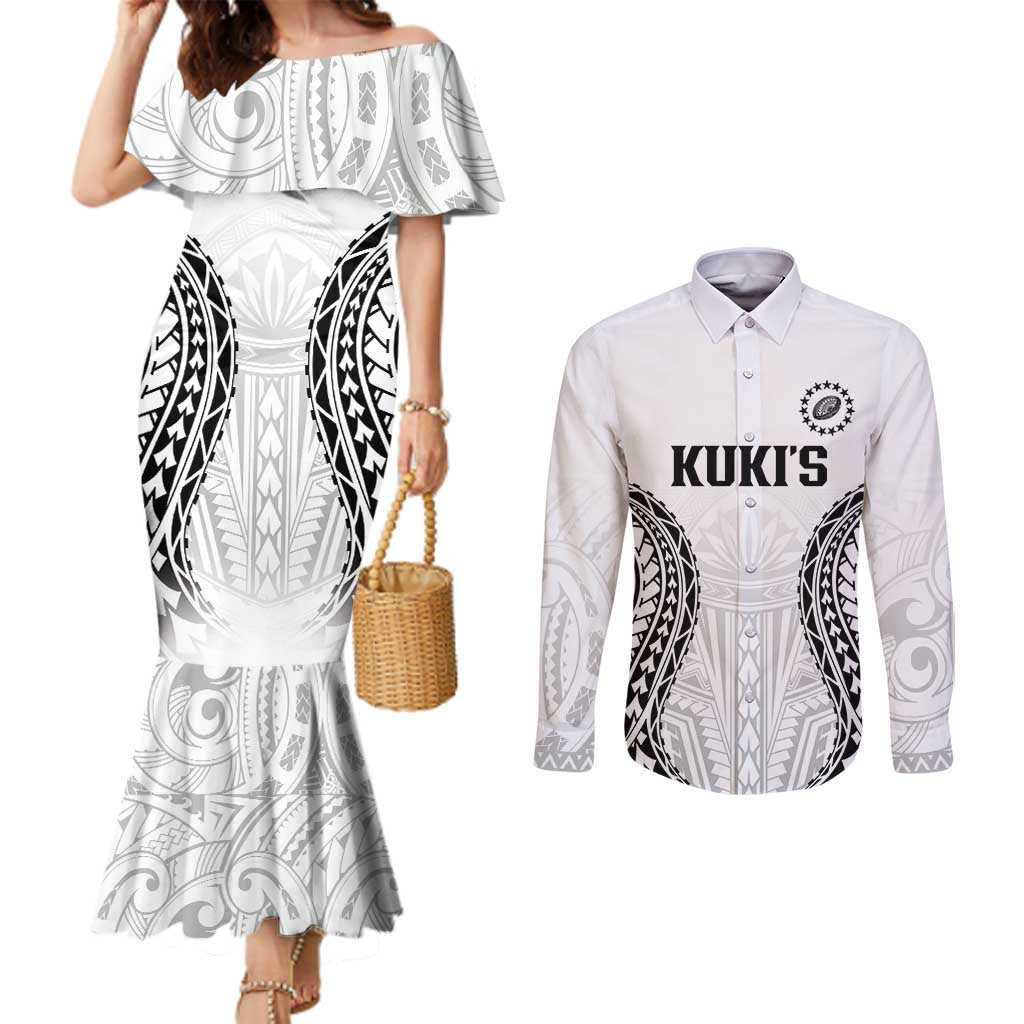 World Rugby Cook Islands Couples Matching Mermaid Dress and Long Sleeve Button Shirt Kukis Make History - Polynesian Pride