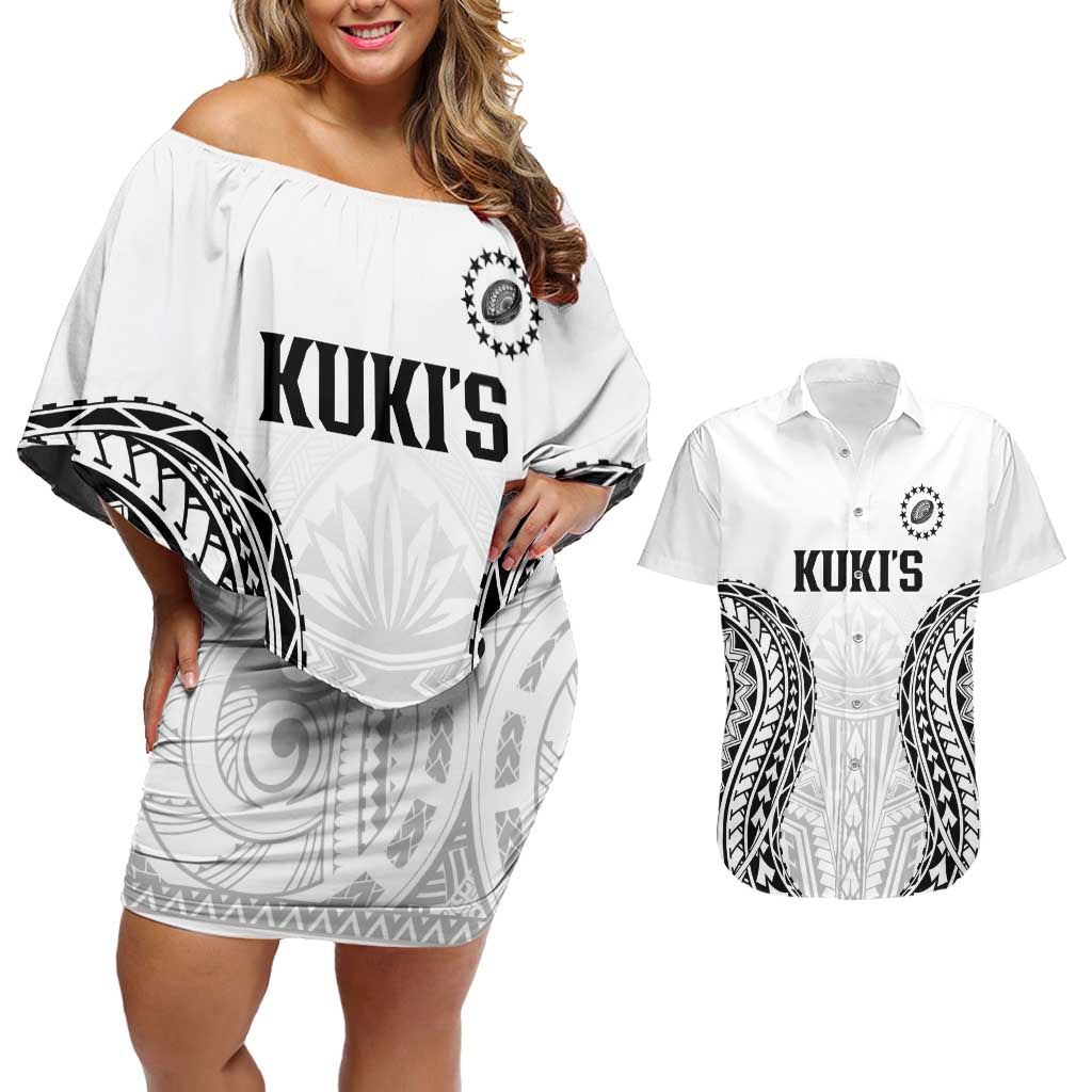 World Rugby Cook Islands Couples Matching Off Shoulder Short Dress and Hawaiian Shirt Kukis Make History - Polynesian Pride