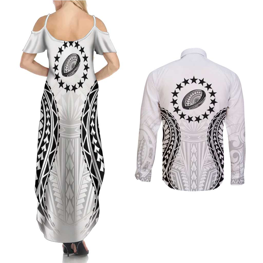 World Rugby Cook Islands Couples Matching Summer Maxi Dress and Long Sleeve Button Shirt Kukis Make History - Polynesian Pride