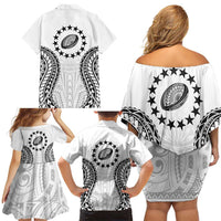 World Rugby Cook Islands Family Matching Off Shoulder Short Dress and Hawaiian Shirt Kukis Make History - Polynesian Pride