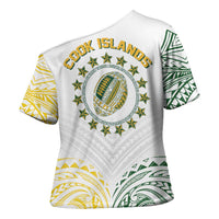 World Rugby Cook Islands Cross Shoulder Shirt White Polynesian Tribal Pattern - Polynesian Pride