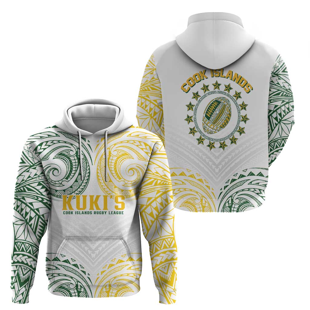 World Rugby Cook Islands Hoodie White Polynesian Tribal Pattern - Polynesian Pride