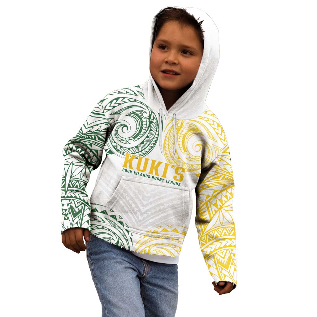 World Rugby Cook Islands Kid Hoodie White Polynesian Tribal Pattern - Polynesian Pride