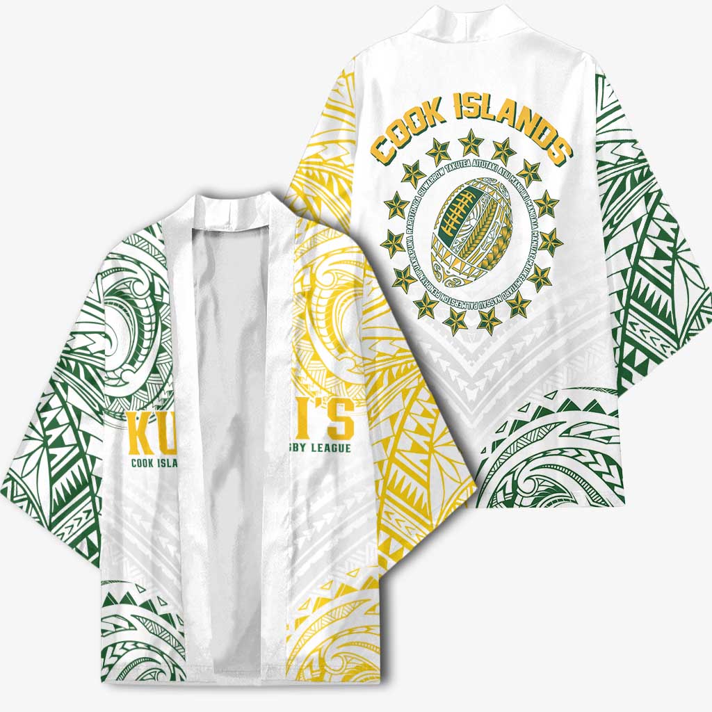 World Rugby Cook Islands Kimono White Polynesian Tribal Pattern - Polynesian Pride
