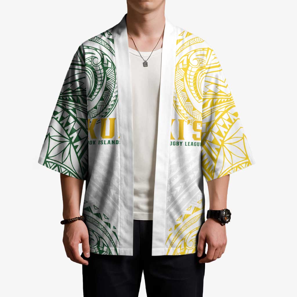World Rugby Cook Islands Kimono White Polynesian Tribal Pattern - Polynesian Pride