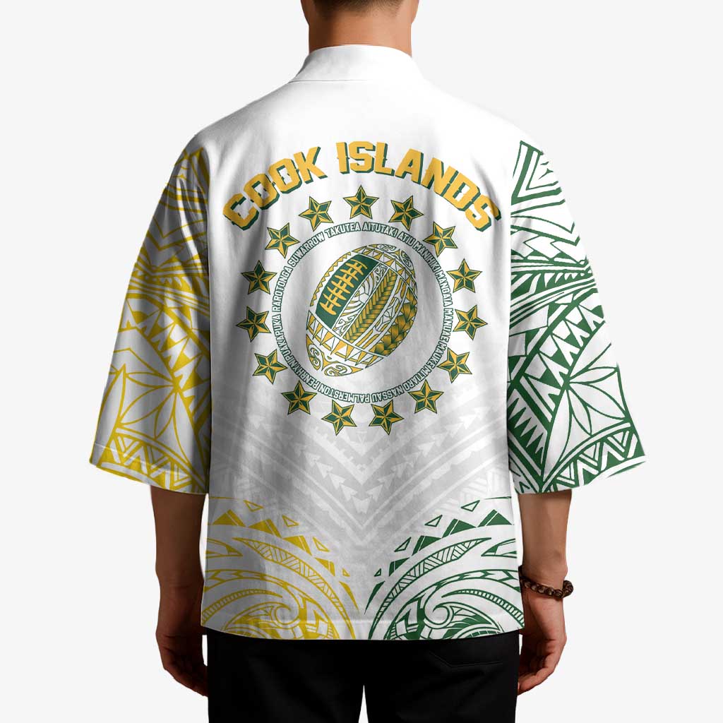 World Rugby Cook Islands Kimono White Polynesian Tribal Pattern - Polynesian Pride