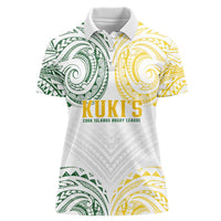World Rugby Cook Islands Women Polo Shirt White Polynesian Tribal Pattern - Polynesian Pride