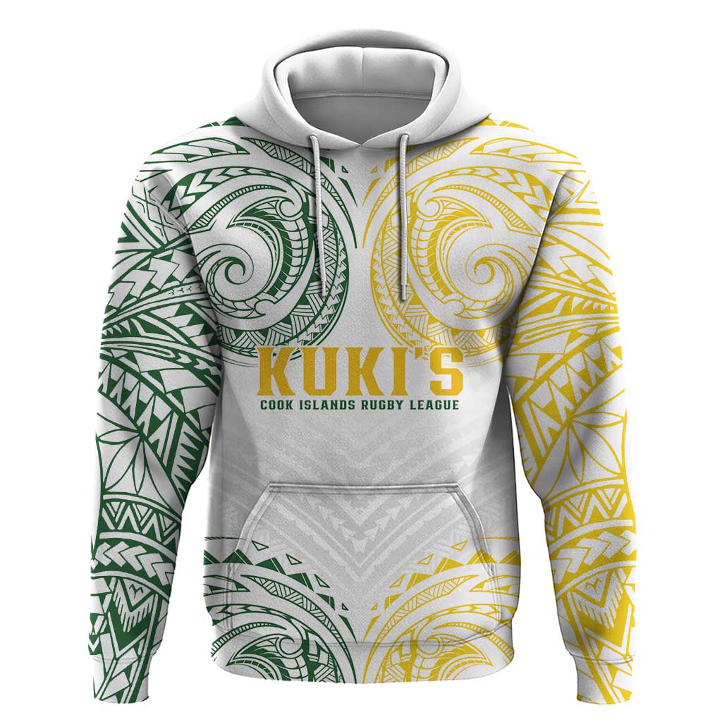 World Rugby Cook Islands Zip Hoodie White Polynesian Tribal Pattern - Polynesian Pride