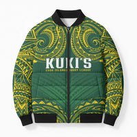 World Rugby Cook Islands Bomber Puffer Jacket Green Polynesian Tribal Pattern - Polynesian Pride