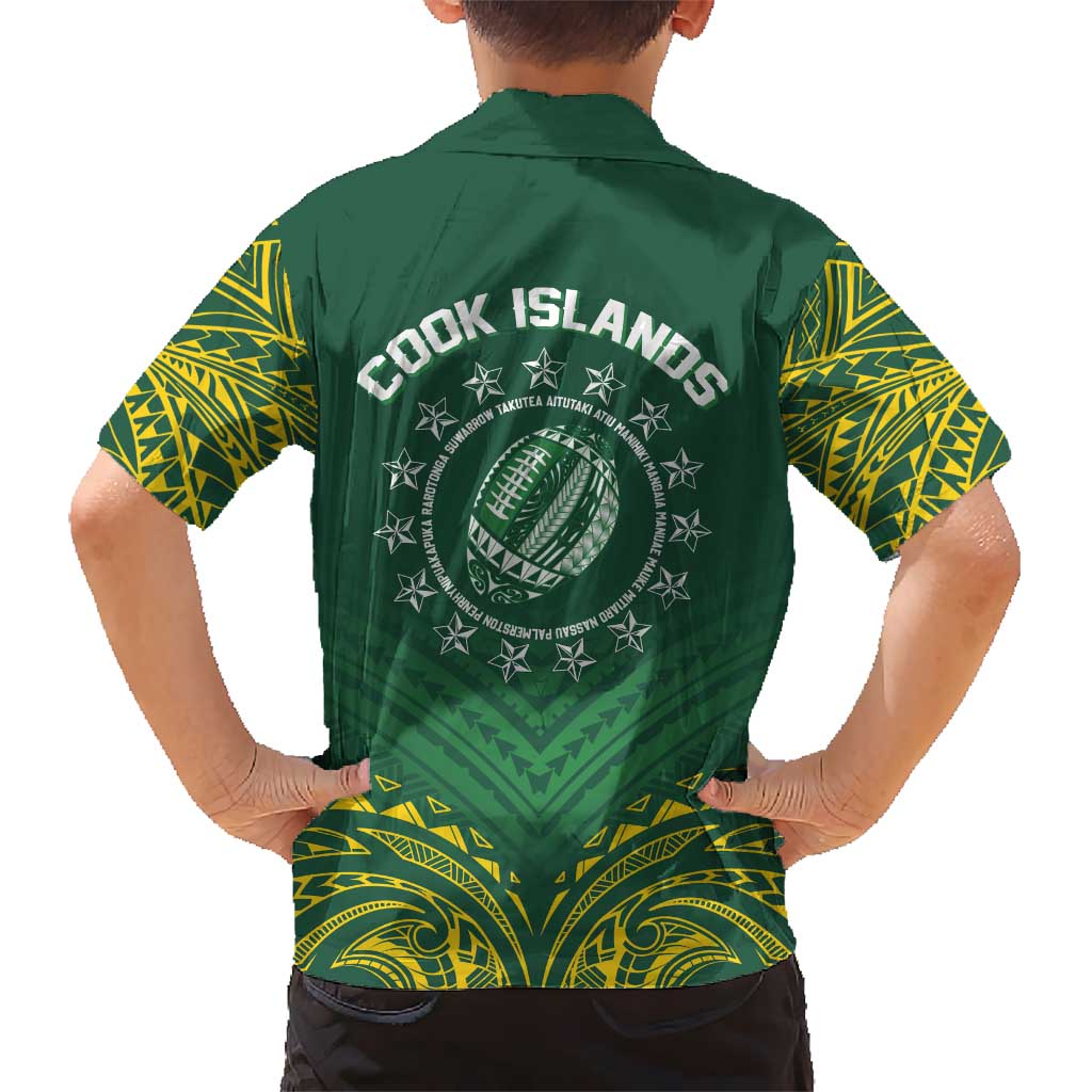 World Rugby Cook Islands Hawaiian Shirt Green Polynesian Tribal Pattern - Polynesian Pride