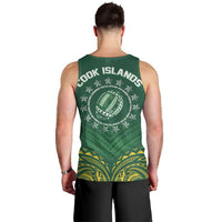 World Rugby Cook Islands Men Tank Top Green Polynesian Tribal Pattern - Polynesian Pride