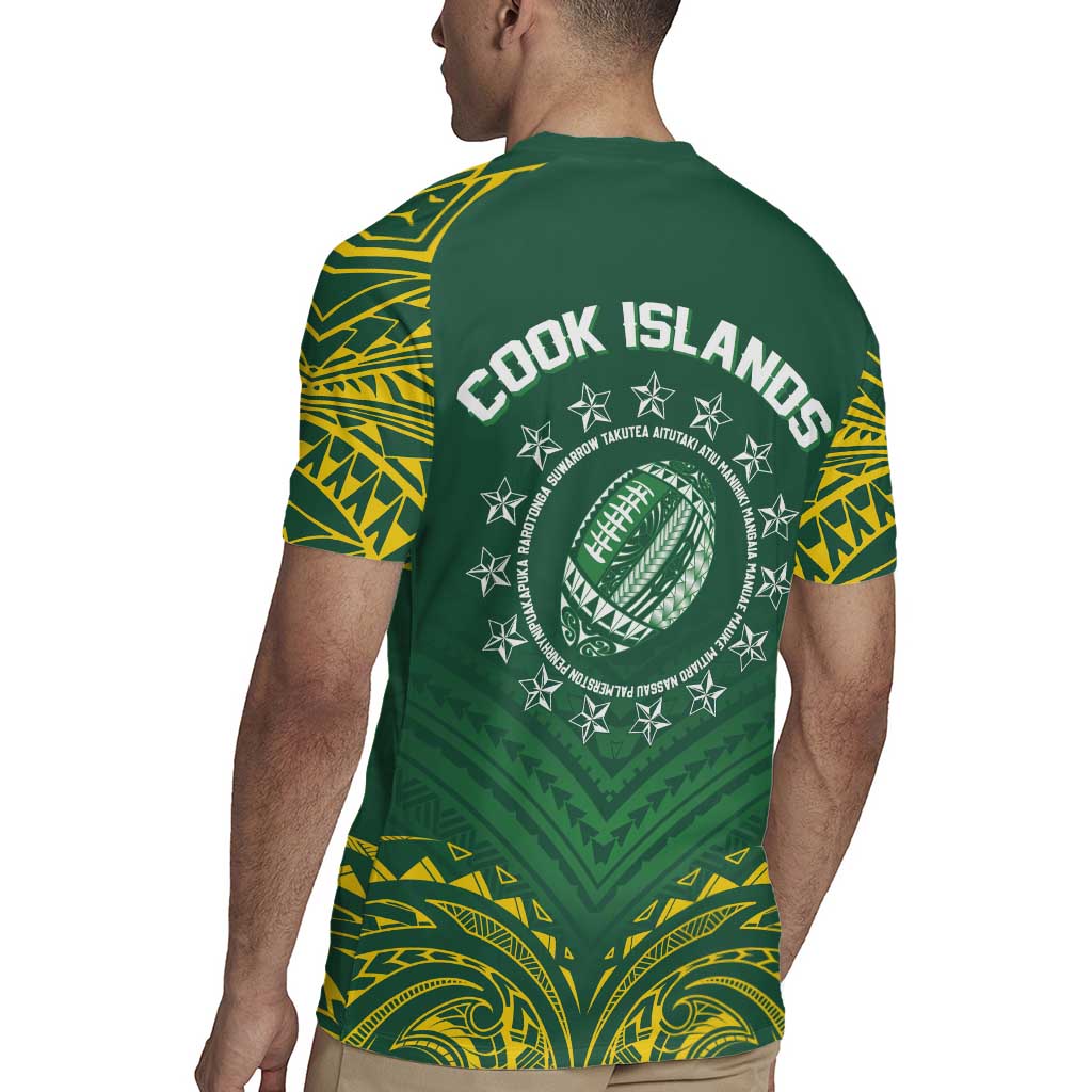 World Rugby Cook Islands Rugby Jersey Green Polynesian Tribal Pattern - Polynesian Pride