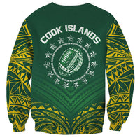 World Rugby Cook Islands Sweatshirt Green Polynesian Tribal Pattern - Polynesian Pride