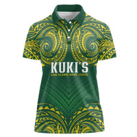 World Rugby Cook Islands Women Polo Shirt Green Polynesian Tribal Pattern - Polynesian Pride