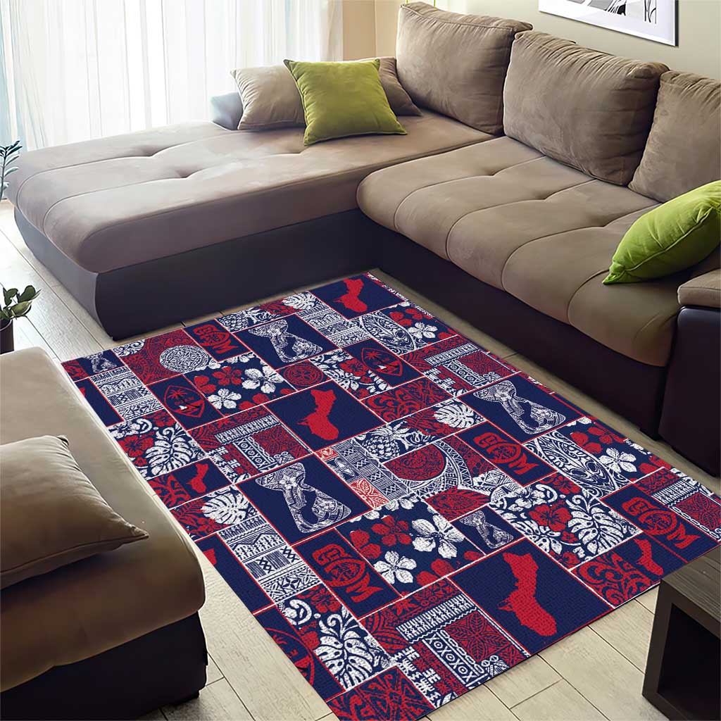 Guam Felis Pasgua Area Rug Pacific Patchwork Xmas Vibes - Polynesian Pride