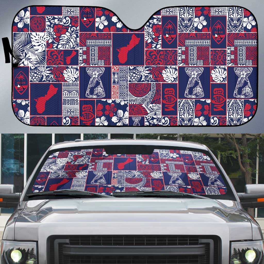 Guam Felis Pasgua Auto Sun Shade Pacific Patchwork Xmas Vibes - Polynesian Pride
