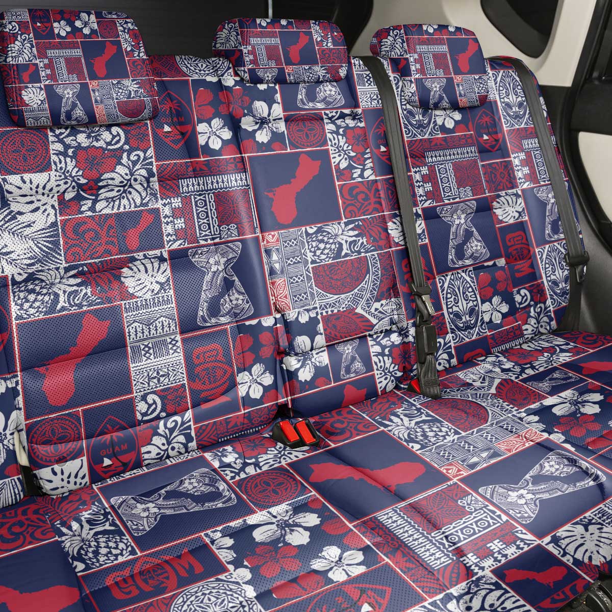 Guam Felis Pasgua Back Car Seat Cover Pacific Patchwork Xmas Vibes - Polynesian Pride
