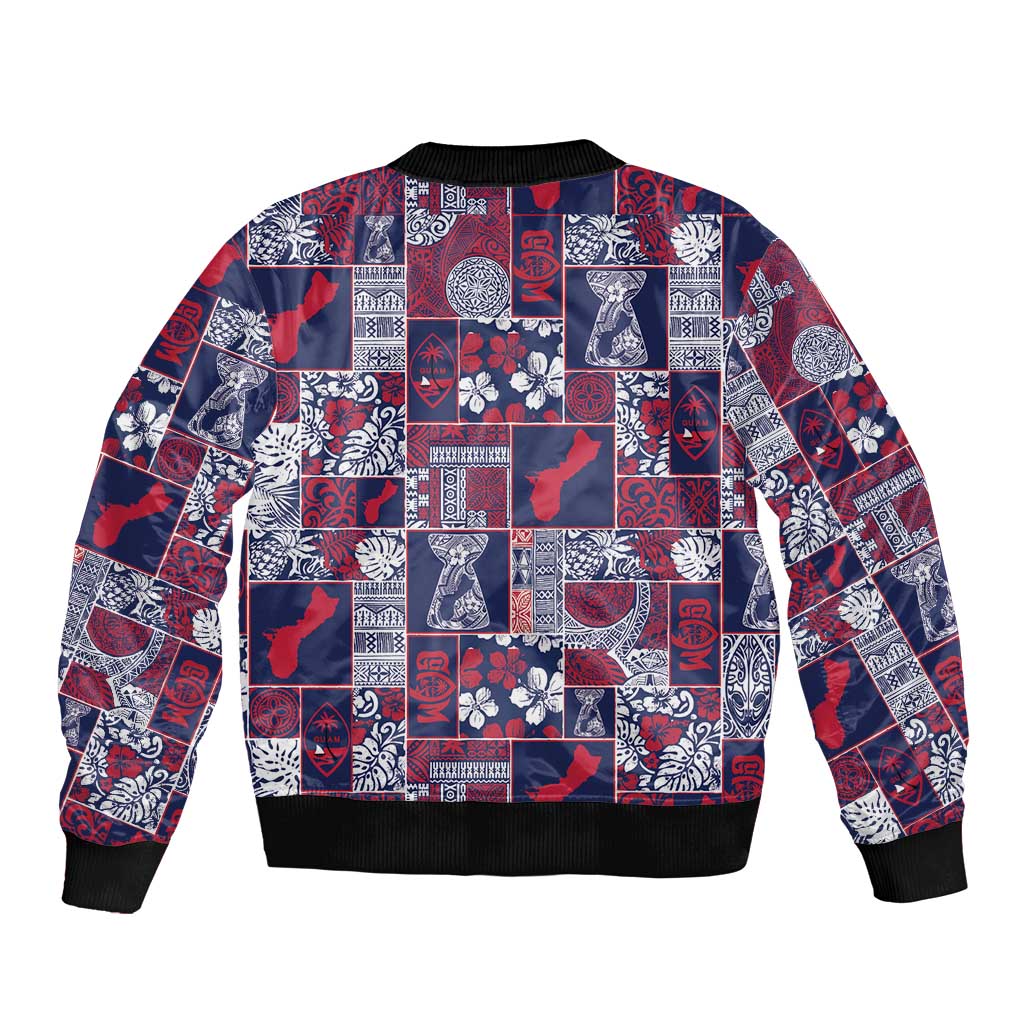 Guam Felis Pasgua Bomber Jacket Pacific Patchwork Xmas Vibes - Polynesian Pride