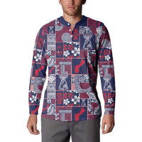 Guam Felis Pasgua Button Sweatshirt Pacific Patchwork Xmas Vibes - Polynesian Pride