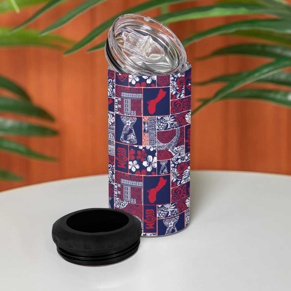 Guam Felis Pasgua 4 in 1 Can Cooler Tumbler Pacific Patchwork Xmas Vibes - Polynesian Pride