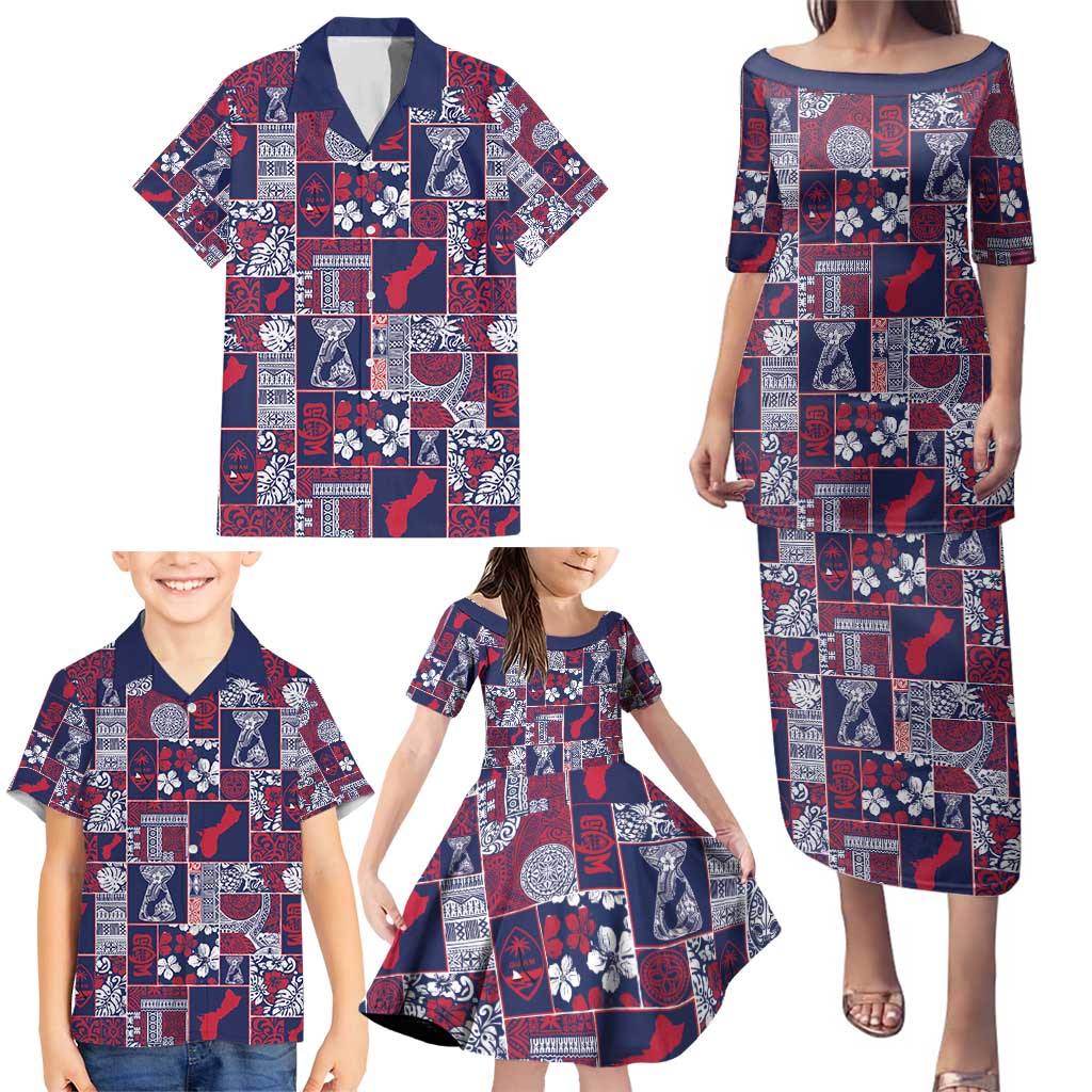Guam Felis Pasgua Family Matching Puletasi and Hawaiian Shirt Pacific Patchwork Xmas Vibes - Polynesian Pride