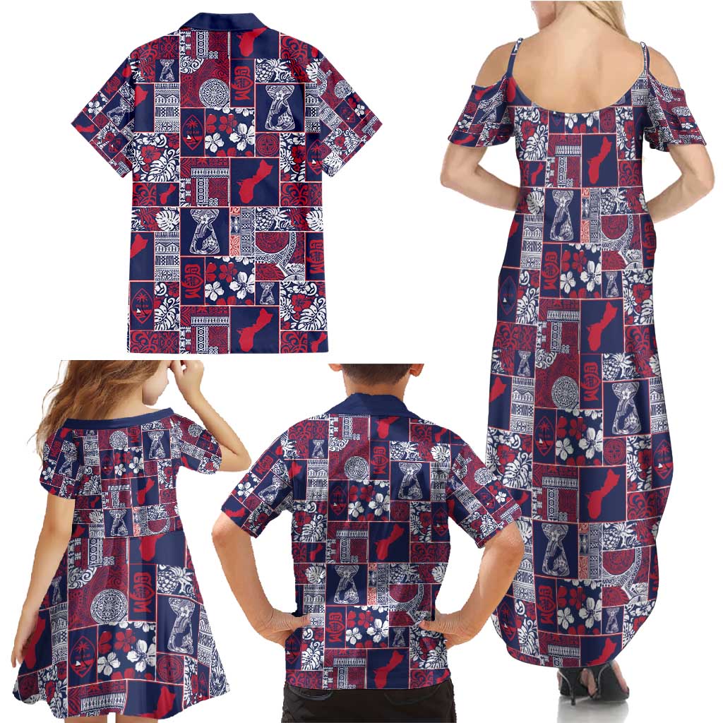 Guam Felis Pasgua Family Matching Summer Maxi Dress and Hawaiian Shirt Pacific Patchwork Xmas Vibes - Polynesian Pride