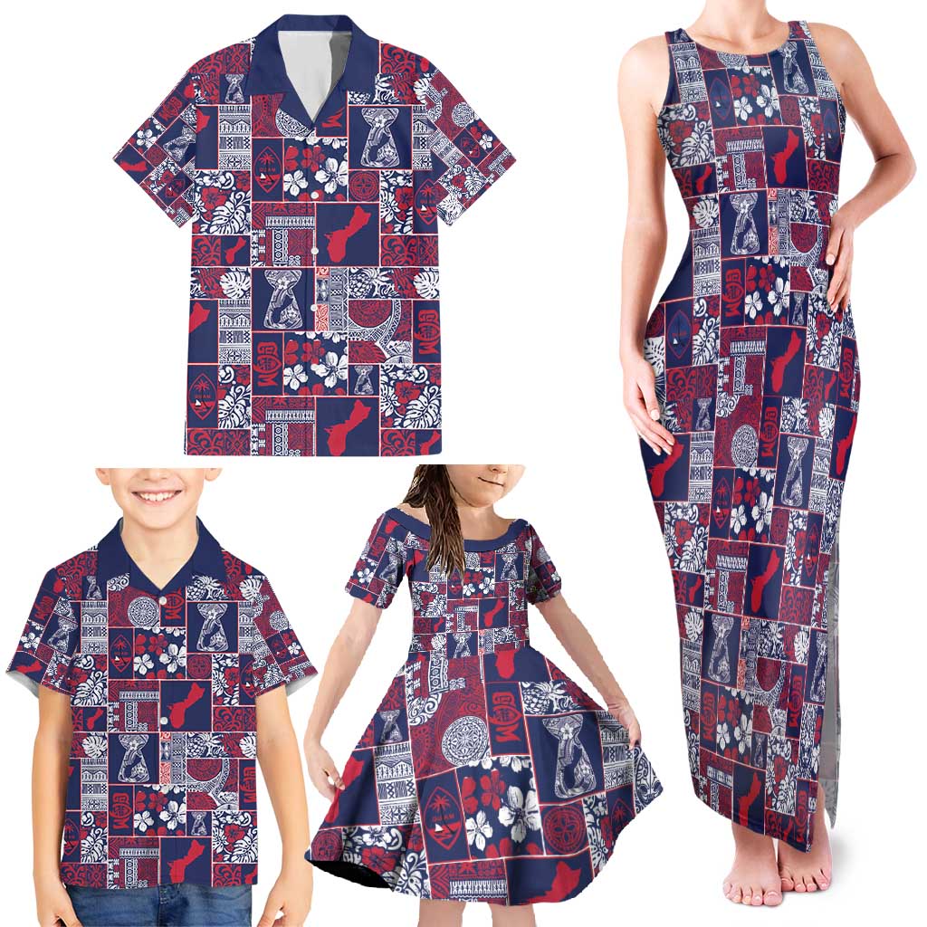 Guam Felis Pasgua Family Matching Tank Maxi Dress and Hawaiian Shirt Pacific Patchwork Xmas Vibes - Polynesian Pride
